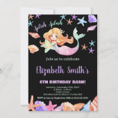 Invitation Violet rose sous la mer Sirène Anniversaire (Devant)