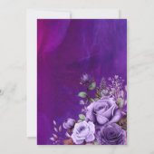 Invitation Violet rose vintage roses élégant mariage (Dos)