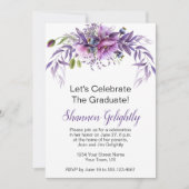 Invitation Violet rose violet Fleur sauvage fête de graduatio (Devant)