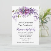 Invitation Violet rose violet Fleur sauvage fête de graduatio (Debout devant)