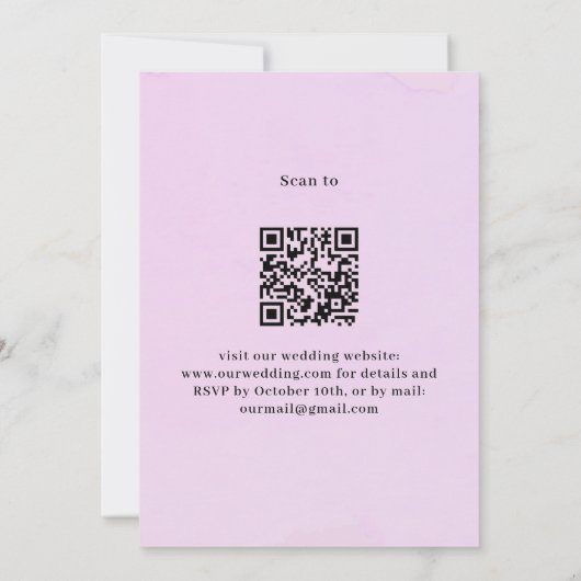 Invitation Violet rose violet fleurs violet QR RSVP mariage d (Dos)