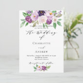 Invitation Violet rose violet fleurs violet rose QR RSVP mari (Debout devant)