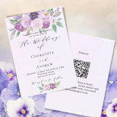 Invitation Violet rose violet fleurs violet rose QR RSVP mari