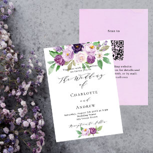 Invitation Violet rose violet fleurs violet rose QR RSVP mari