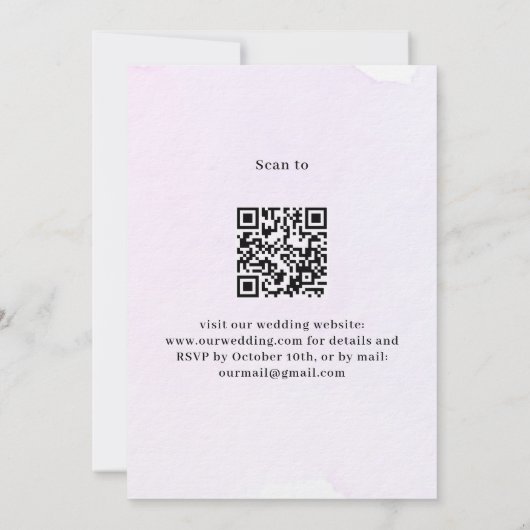 Invitation Violet rose violet rose QR RSVP mariage de luxe (Dos)
