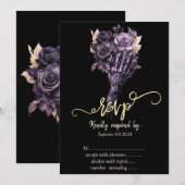 Invitation Violet Roses Gothique RSVP (Devant / Derrière)