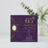 Invitation Violet Royal Pourpre Or Diamant 65 65e Anniversair (Debout devant)