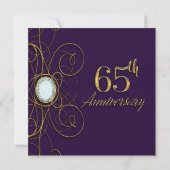 Invitation Violet Royal Pourpre Or Diamant 65 65e Anniversair (Dos)