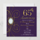 Invitation Violet Royal Pourpre Or Diamant 65 65e Anniversair (Devant)