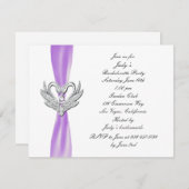 Invitation Violet Ruban Silver Swans Bachelorette (Devant / Derrière)