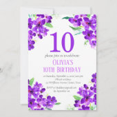 Invitation Violet rustique 10e anniversaire violet floral vio (Devant)