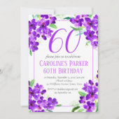 Invitation Violet rustique 60e anniversaire violet floral vio (Devant)