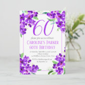Invitation Violet rustique 60e anniversaire violet floral vio (Debout devant)