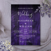 Invitation Violet Rustique Boho Élégant Mariage en bois de gr