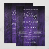 Invitation Violet Rustique Boho Grange Mariage QR Code (Devant / Derrière)