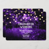 Invitation Violet Rustique Enchanted Mariage Lumières Forêt (Devant / Derrière)