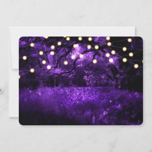 Invitation Violet Rustique Enchanted Mariage Lumières Forêt (Dos)