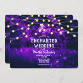 Invitation Violet Rustique Enchanted Mariage Lumières Forêt (Devant / Derrière)