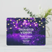 Invitation Violet Rustique Enchanted Mariage Lumières Forêt (Debout devant)