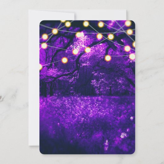 Invitation Violet Rustique Enchanted Mariage Lumières Forêt (Dos)
