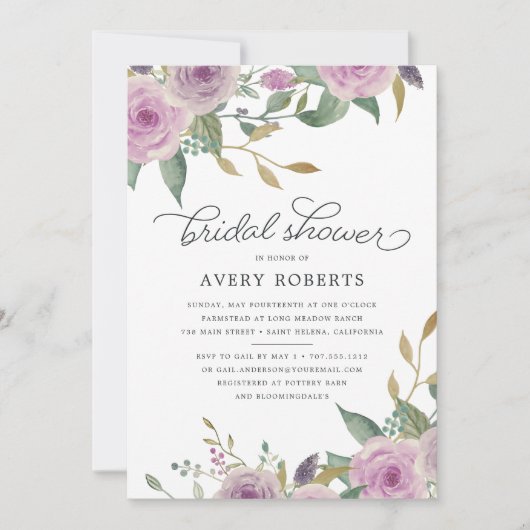 Invitation Violet & Sage Bridal Shower (Devant)