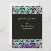 INVITATION VIOLET SARCELLE AQUA BLEU NOIR DAMAS MONOGRAMME (Dos)