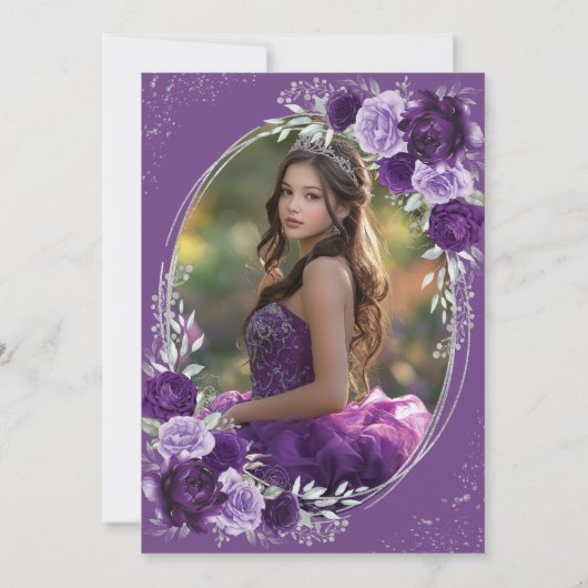 Invitation Violet Silver Quinceañera 15ème anniversaire Photo (Dos)