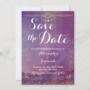 Invitation Violet Sky Gold Moon Enregistrer La Date