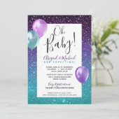 Invitation Violet Starry Night Couple ou Baby shower maman (Debout devant)