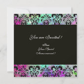 INVITATION VIOLET TEAL AQUA BLEU NOIR DAMAS MONOGRAMME (Dos)