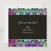 INVITATION VIOLET TEAL AQUA BLEU NOIR DAMASK MONOGRAMME (Dos)