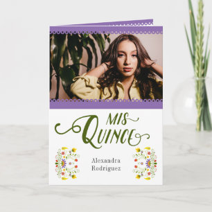 Invitation Violet traditionnel Mexique Floral Photo Quinceane