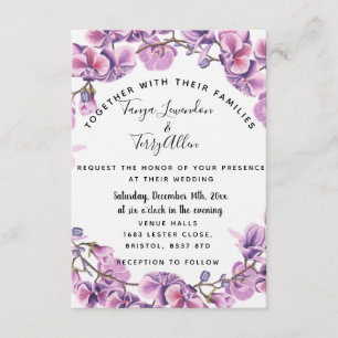 Invitation violet ultraviolet mariage floral INVITE CARD