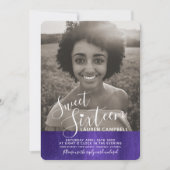Invitation Violet ultraviolet photo sweet sixteen d'art moder (Devant)