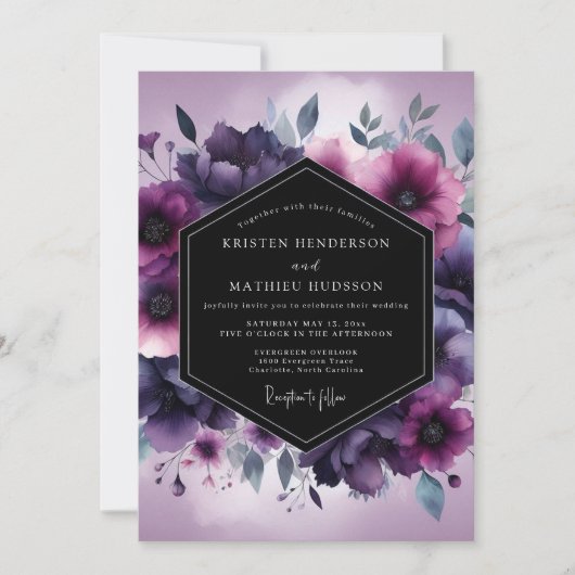 Invitation Violet Umbral Bloom Wedding (Devant)
