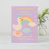 Invitation Violet Un Oie Silly Anniversaire Pour Les Filles (Debout devant)