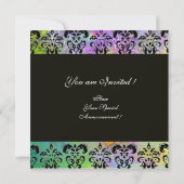 Invitation VIOLET VERT JAUNE NOIR DAMAS MONOGRAMME, blanc (Dos)