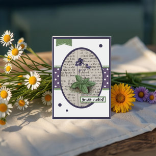 Invitation Violet vintage Détails sur le dos Anniversaire