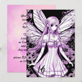 Invitation Violet Violet Anime Princesse Sweet 16 Anniversair (Devant / Derrière)