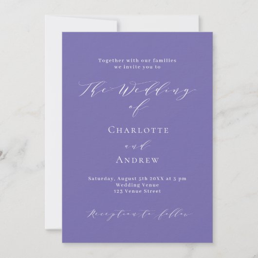 Invitation Violet violet blanc mariage de luxe (Devant)