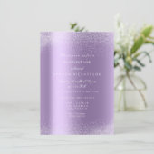 Invitation Violet Violet Blanc Paillettes Feuilles Cadre de S (Debout devant)