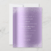 Invitation Violet Violet Blanc Paillettes Feuilles de Sable C (Devant)