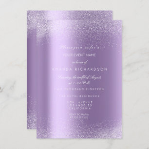 Invitation Violet Violet Blanc Parties scintillant Feuilles d