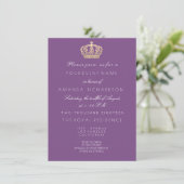 Invitation Violet violet doré Couronne Royal Pastel Blanc (Debout devant)