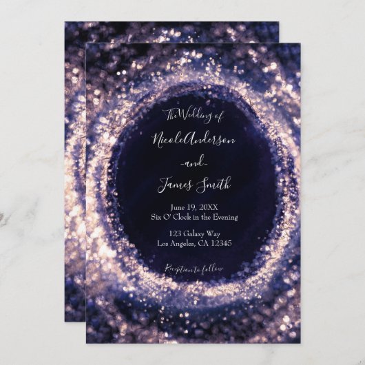 Invitation Violet violet éclat Mariage (Devant / Derrière)