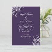 Invitation Violet Violet Et Fleurs Blanches : Partie D'Engage (Debout devant)