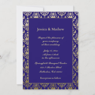 Invitation Violet violet et Motif or   Mariage moderne