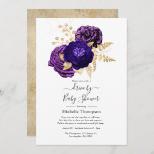 Invitation Violet, violet et or Floral Drive par douche