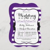 Invitation Violet violet et Wedding shower de couples blancs (Devant / Derrière)