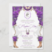 Invitation Violet violet Floral Ouest Charro Quinceañera (Devant)